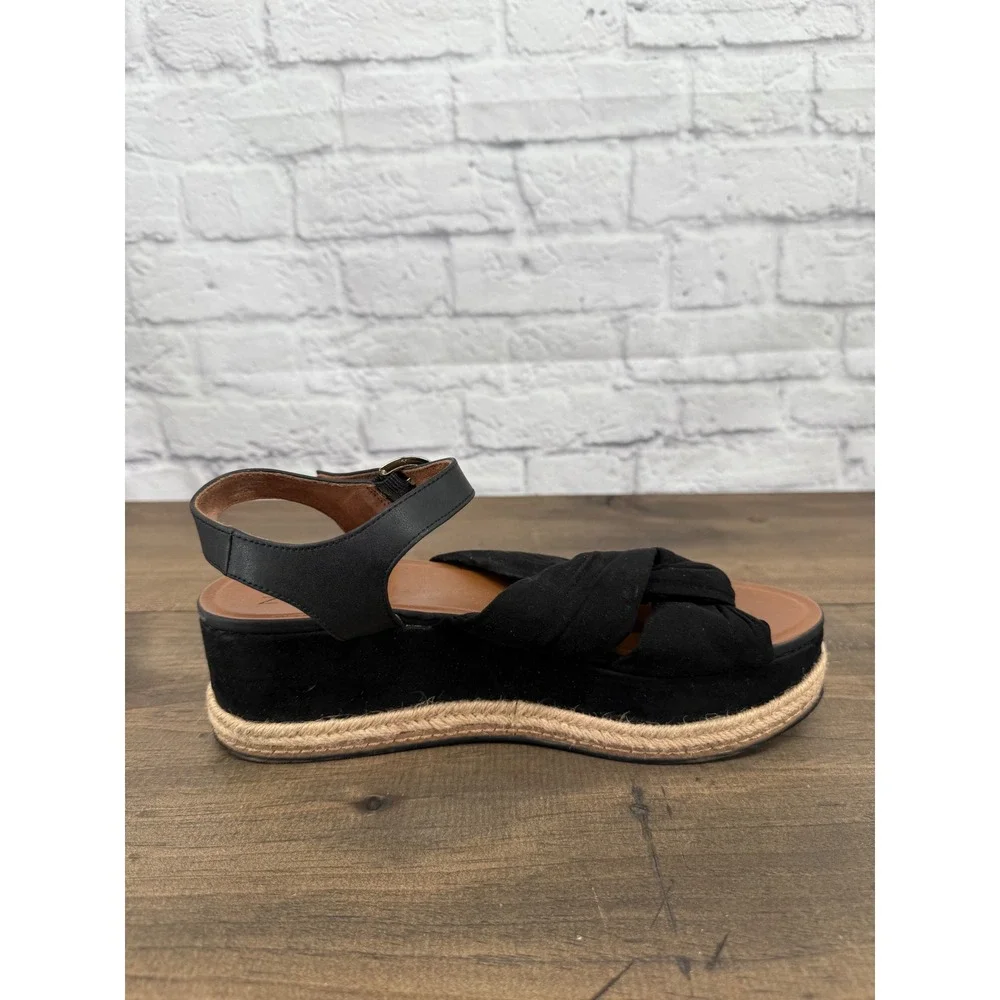 Naturalizer Berry Black Espadrille Platform Sandals Size 10 Beachy Boho Coastal